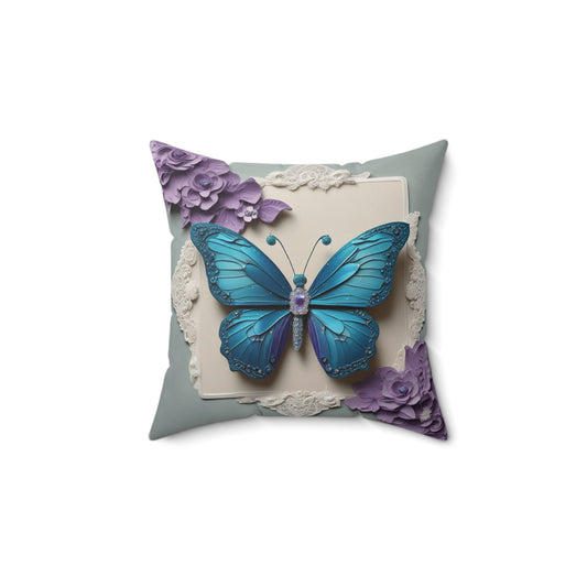 Butterfly Square Pillow, Decorative Cushion, Home Decor, Throw Pillow, Gift for Nature Lovers, Butterfly Art Accent